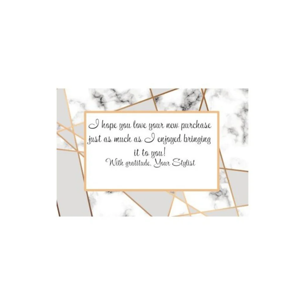 Stylish Marble Thank You Business Card with Gold Accents 15pk 4×6